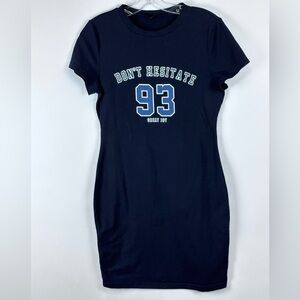 SHEIN Women's Round Neck Letter Graphic Tee Shirt Bodycon Dress